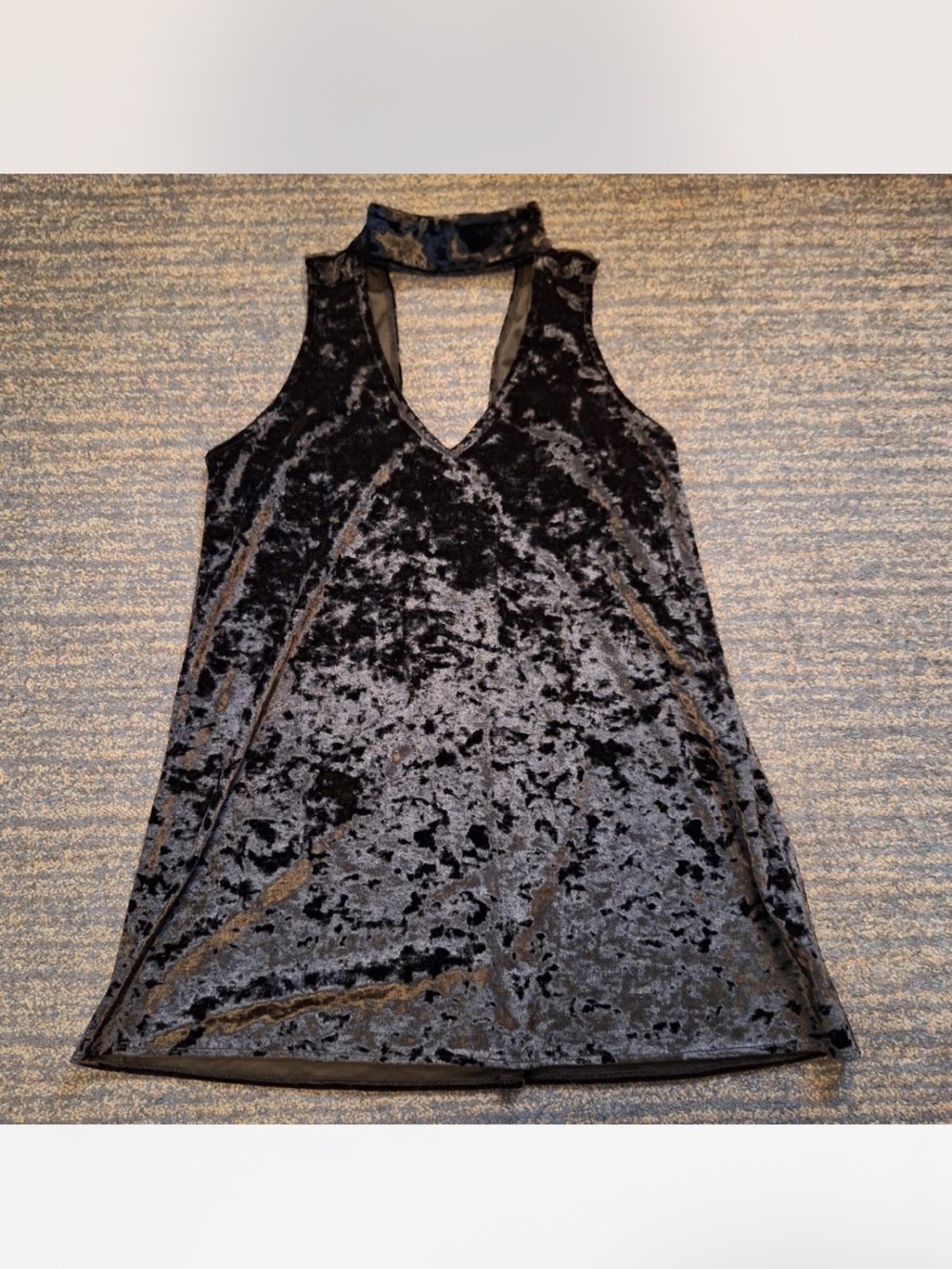 Show Me Your MuMu Black Crushed Velvet Mini Dress with Choker Neck